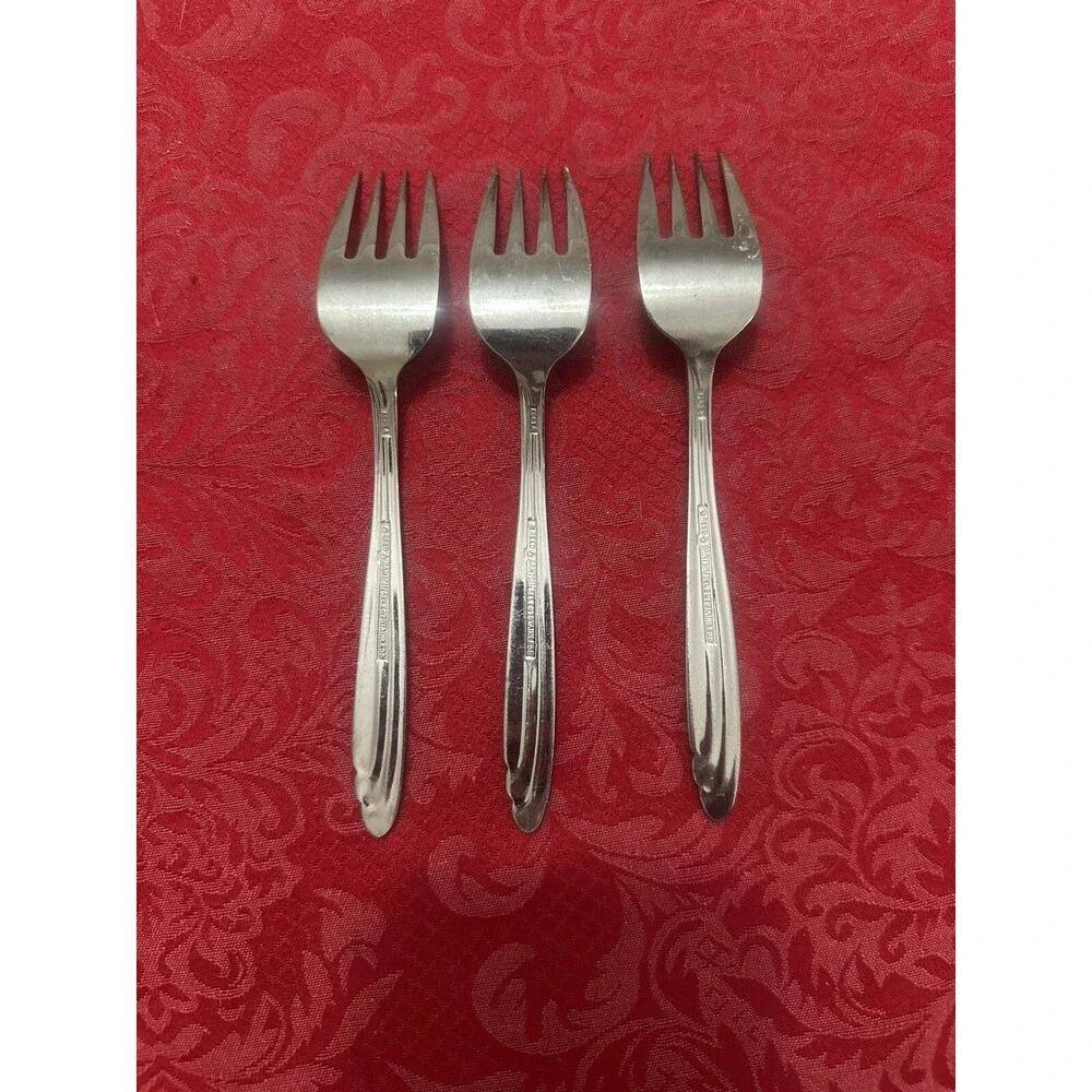 3 Reed & Barton Select Elise 6-3/4” Salad Forks Stainless Korea